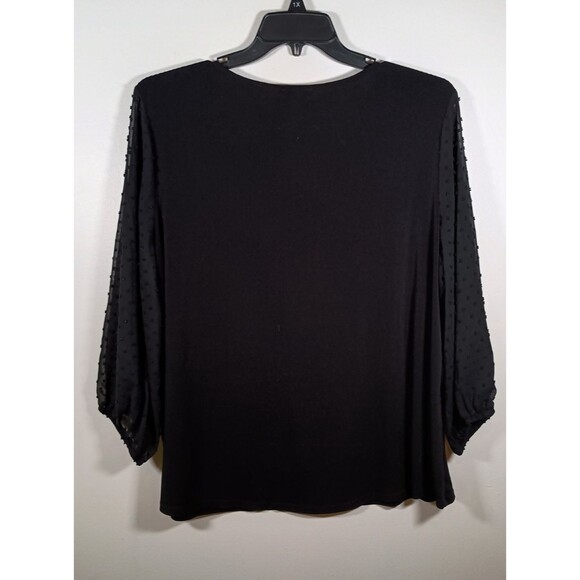 Adrianna Papell Women's Black Clip Dot Sheer Long Sleeve Sweater Plus Size 2X - Picture 4 of 6